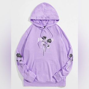 Rose and Slogan Purple “Period” hoodie